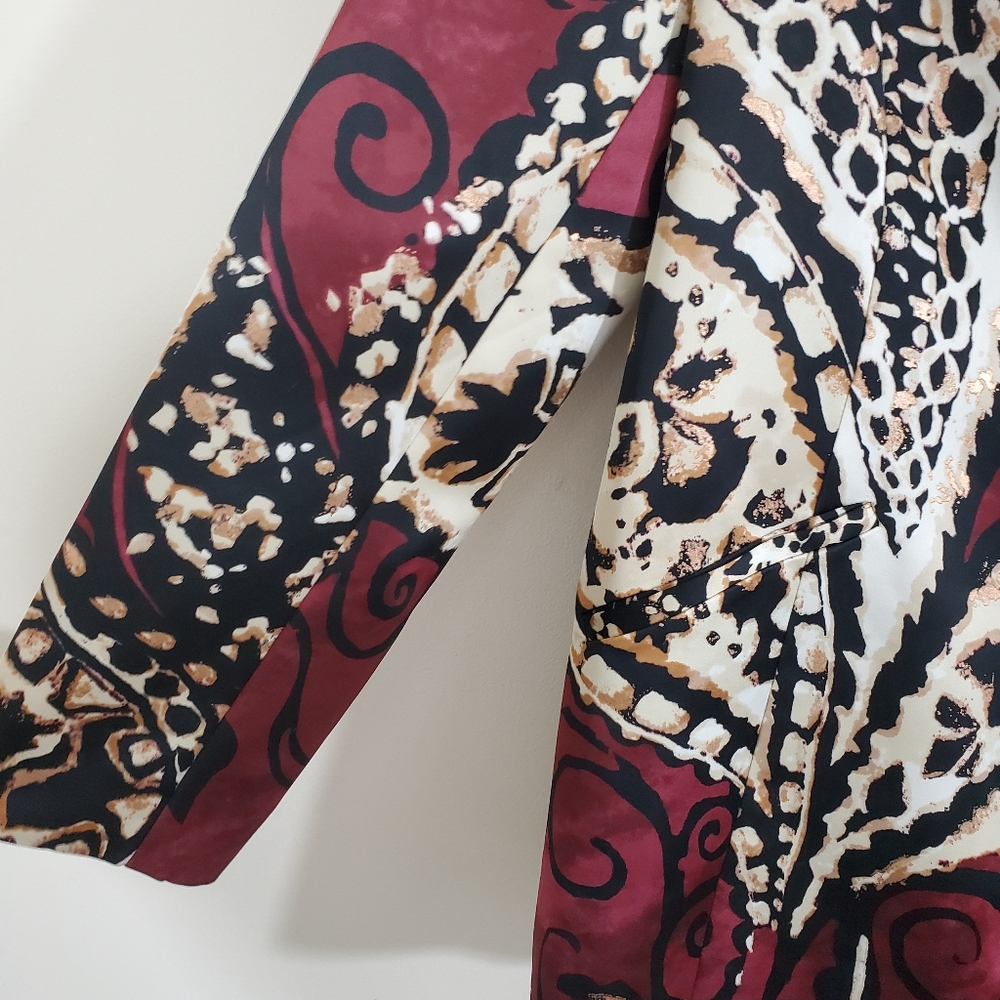 NWT Chico's Blazer Jacket Red Maple Large Business Casual Satin Modern Boho - Picture 4 of 14